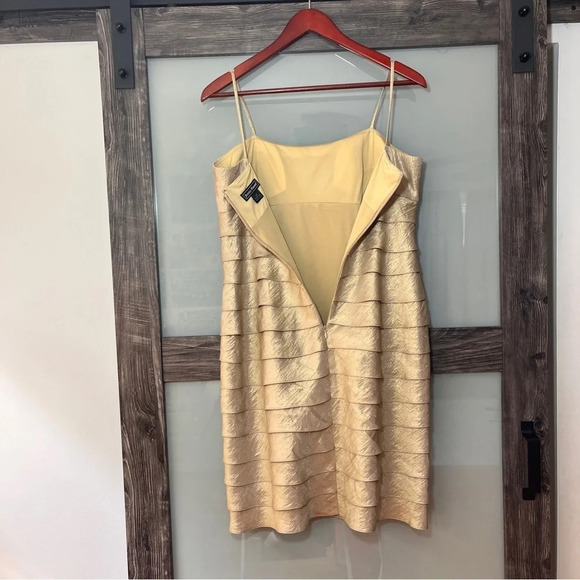 Jessica Howard 90’s Y2K Spaghetti Strap Cocktail Prom Dress 12P Gold Tiered - Picture 2 of 8